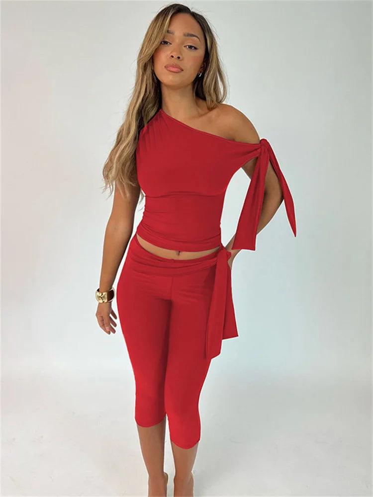 White Shorts 2 Piece-Set Female Off-Shoulder Slim Pleated Fashion Cropped Top And High Waist Shorts Sets Women's Outfits