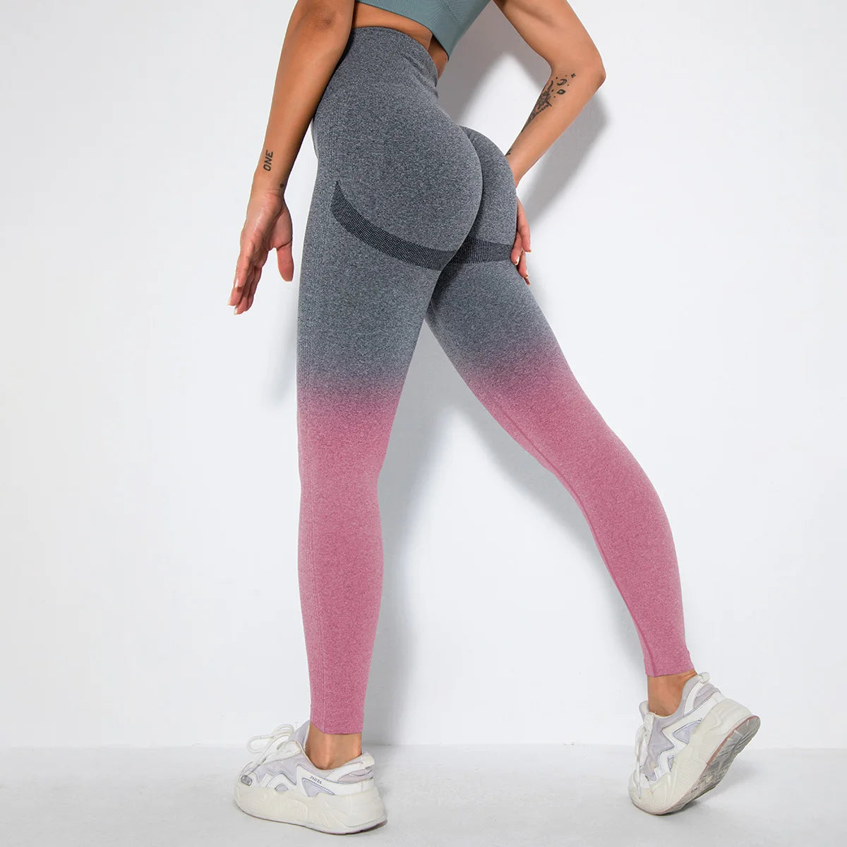 Vrouwen Leggings Sport Yoga Broek Gradiënt Gym Leggings Fitness Hardloopbroek Heupen Push Up Leggings Bubble Butt Naadloze Leggings